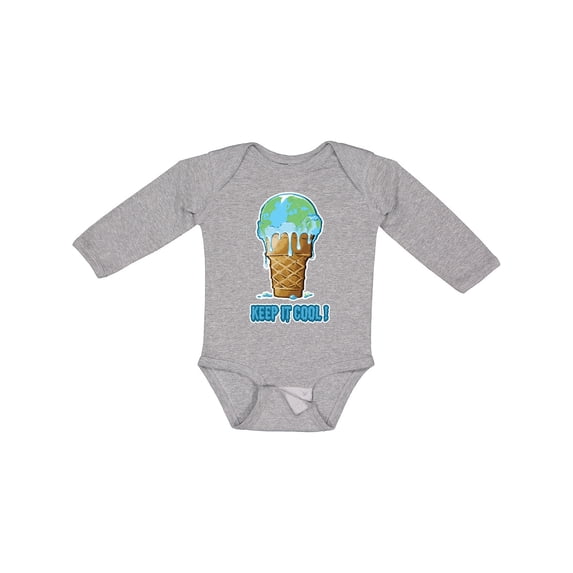 Inktastic Keep It Cool Melting Earth Ice Cream Cone Boys or Girls Long Sleeve Baby Bodysuit