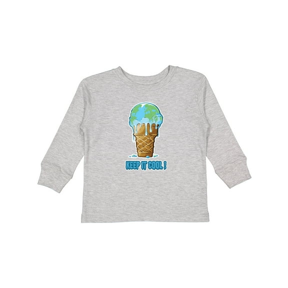 Inktastic Keep It Cool Melting Earth Ice Cream Cone Boys or Girls Long Sleeve Toddler T-Shirt