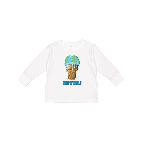 Inktastic Keep It Cool Melting Earth Ice Cream Cone Boys or Girls Long Sleeve Toddler T-Shirt