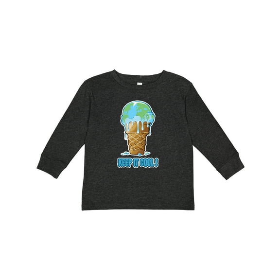 Inktastic Keep It Cool Melting Earth Ice Cream Cone Boys or Girls Long Sleeve Toddler T-Shirt