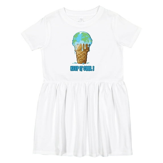 Inktastic Keep It Cool Melting Earth Ice Cream Cone Girls Toddler Dress