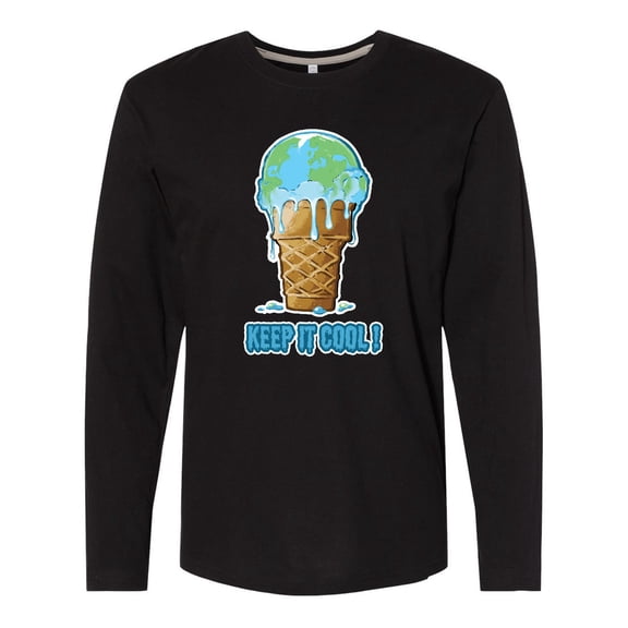 Inktastic Keep It Cool Melting Earth Ice Cream Cone Long Sleeve T-Shirt