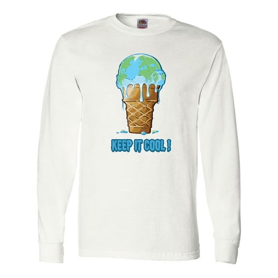 Inktastic Keep It Cool Melting Earth Ice Cream Cone Long Sleeve T-Shirt