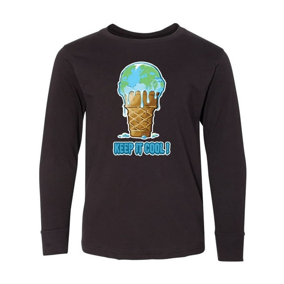 Inktastic Keep It Cool Melting Earth Ice Cream Cone Long Sleeve Youth T-Shirt