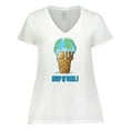 thumbnail image 1 of Inktastic Keep It Cool Melting Earth Ice Cream Cone Women's Plus Size V-Neck T-Shirt, 1 of 5