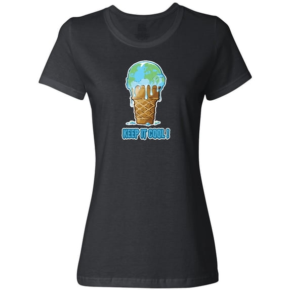 Inktastic Keep It Cool Melting Earth Ice Cream Cone Women's T-Shirt