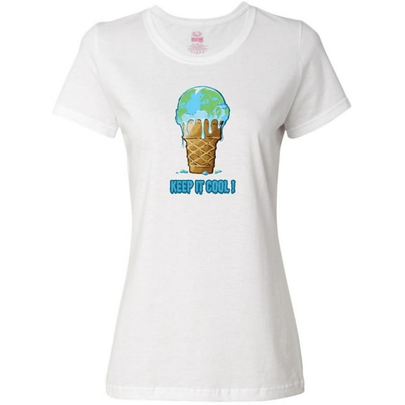 Inktastic Keep It Cool Melting Earth Ice Cream Cone Women's T-Shirt