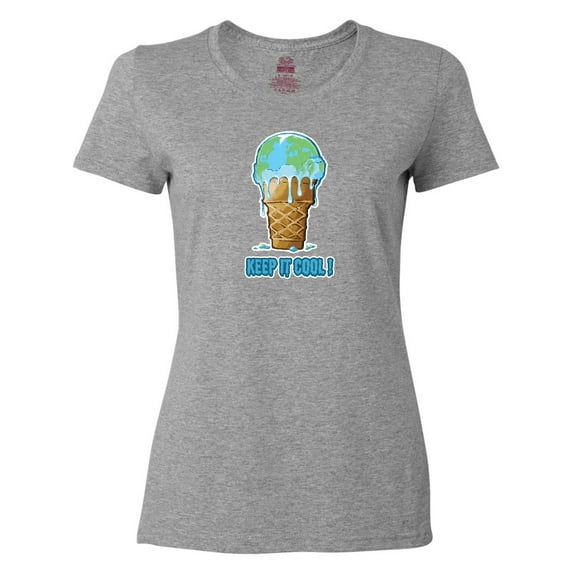 Inktastic Keep It Cool Melting Earth Ice Cream Cone Women's T-Shirt