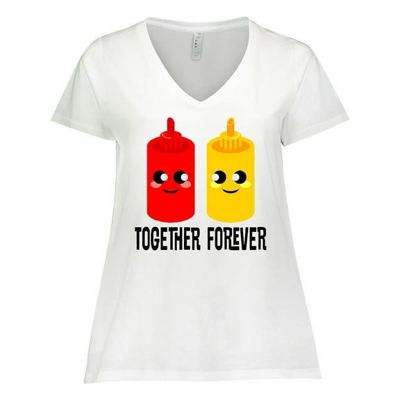 Inktastic Ketchup and Mustard Gift Women's Plus Size V-Neck T-Shirt