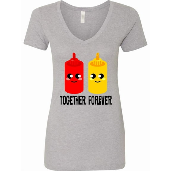 Inktastic Ketchup and Mustard Women's V-Neck T-Shirt