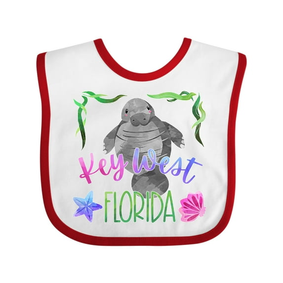 Inktastic Key West Florida Cute Swimming Manatee Boys or Girls Baby Bib