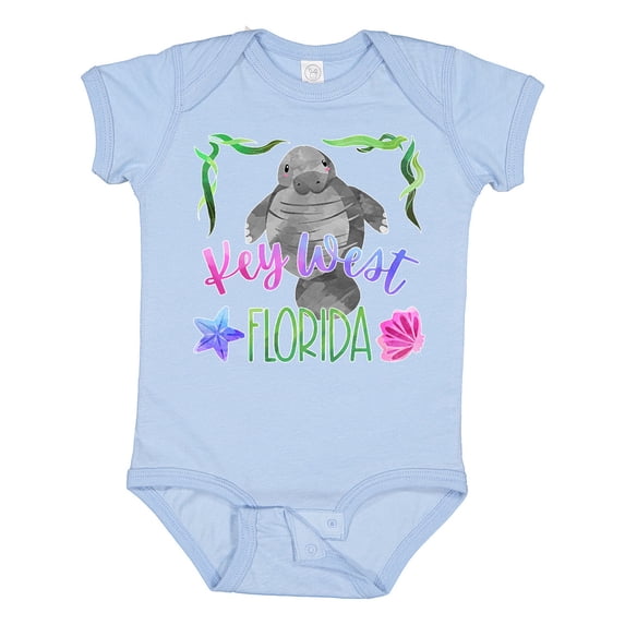 Inktastic Key West Florida Cute Swimming Manatee Boys or Girls Baby Bodysuit