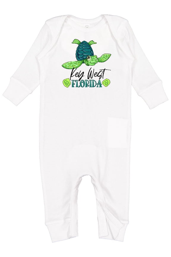 Key West, Florida Happy Sea Turtle Baby Romper Coveralls