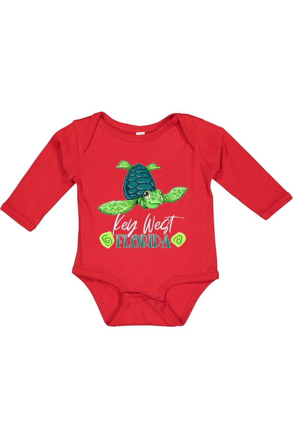 Key West, Florida Happy Sea Turtle Boys or Girls Long Sleeve Baby Bodysuit