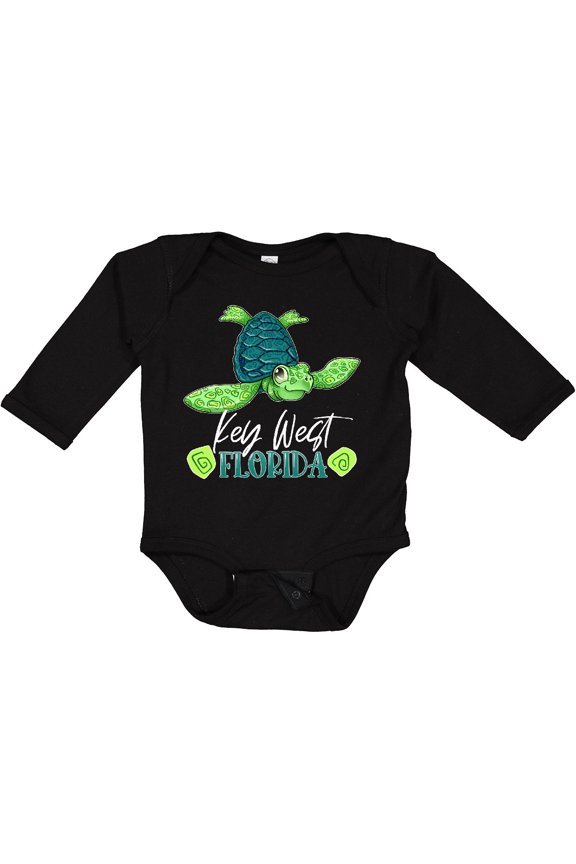 Key West, Florida Happy Sea Turtle Boys or Girls Long Sleeve Baby Bodysuit