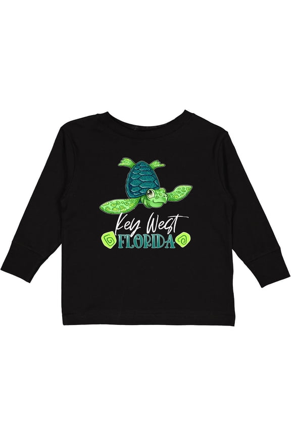 Key West, Florida Happy Sea Turtle Boys or Girls Long Sleeve Toddler T-Shirt