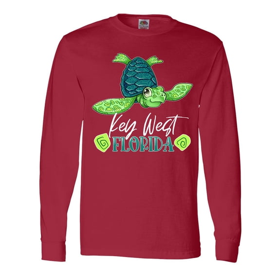 Inktastic Key West, Florida Happy Sea Turtle Long Sleeve T-Shirt