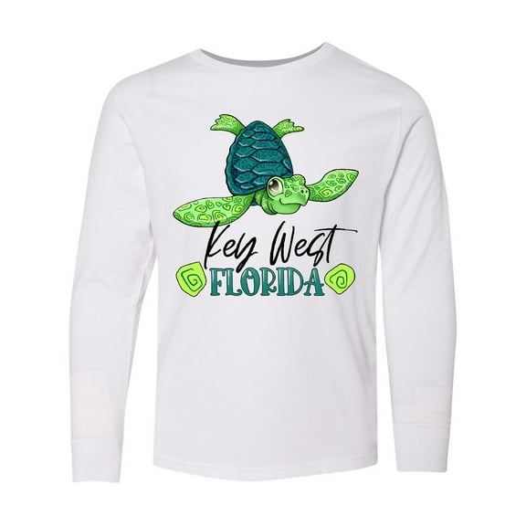 Inktastic Key West, Florida Happy Sea Turtle Long Sleeve Youth T-Shirt