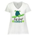 thumbnail image 1 of Inktastic Key West, Florida Happy Sea Turtle Women's Plus Size V-Neck T-Shirt, 1 of 5