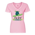 thumbnail image 1 of Inktastic Key West, Florida Happy Sea Turtle Women's V-Neck T-Shirt, 1 of 5