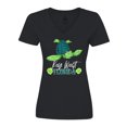 thumbnail image 1 of Inktastic Key West, Florida Happy Sea Turtle Women's V-Neck T-Shirt, 1 of 5