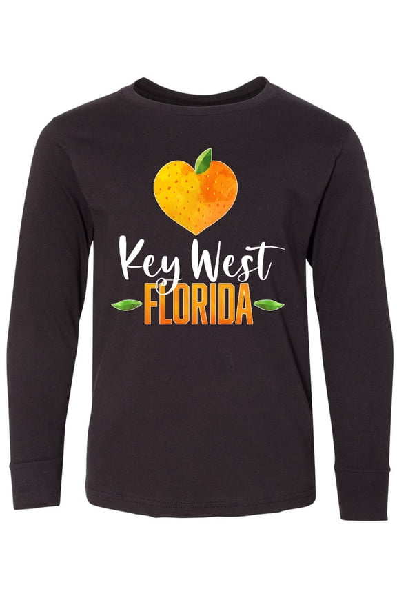 Key West Florida Orange in Heart Long Sleeve Youth T-Shirt