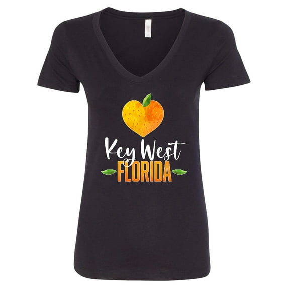 Inktastic Key West Florida Orange in Heart Women's V-Neck T-Shirt