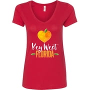 Inktastic Key West Florida Orange in Heart Womens V-Neck T-Shirt