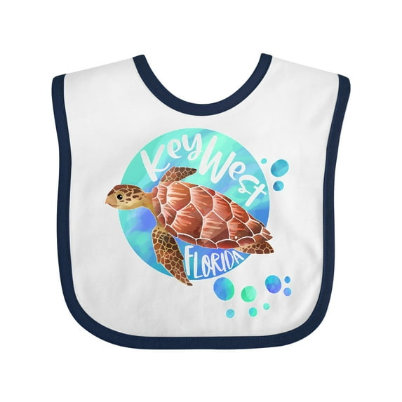Inktastic Key West, Florida Swimming Sea Turtle with Bubbles Boys or Girls Baby Bib