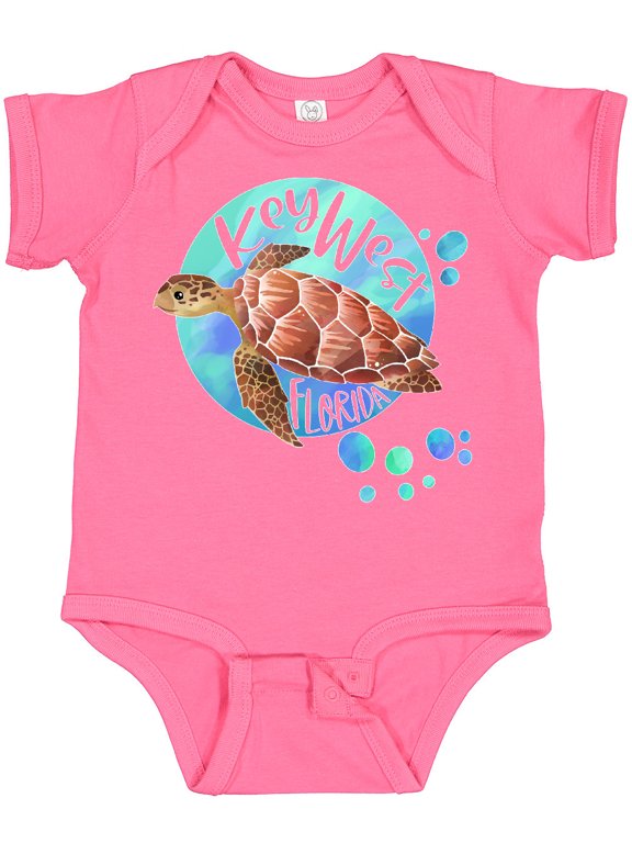 Key West, Florida Swimming Sea Turtle with Bubbles Boys or Girls Baby Bodysuit