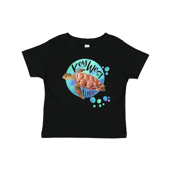 Inktastic Key West, Florida Swimming Sea Turtle with Bubbles Boys or Girls Baby T-Shirt