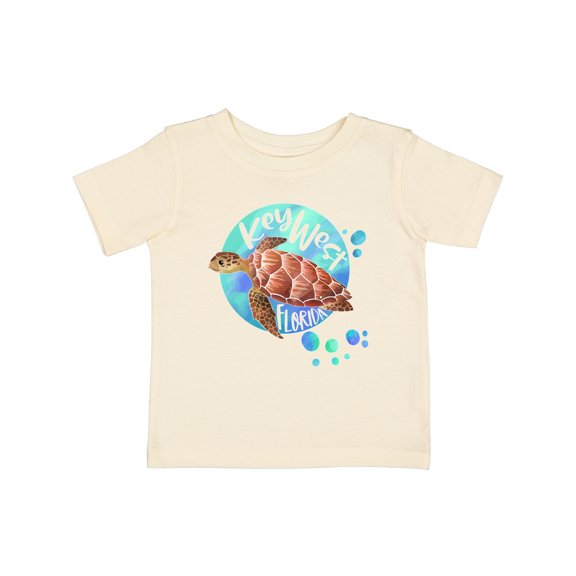 Inktastic Key West, Florida Swimming Sea Turtle with Bubbles Boys or Girls Baby T-Shirt