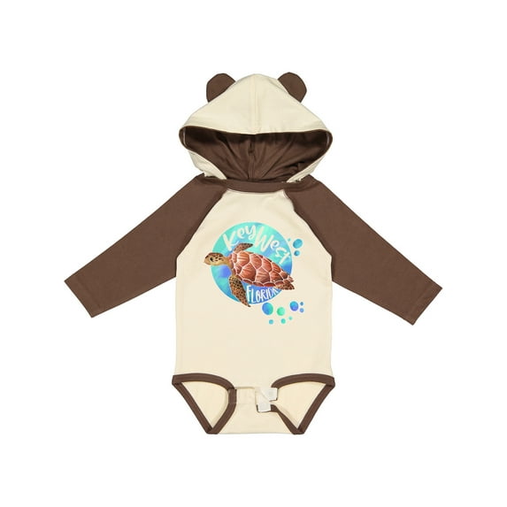Inktastic Key West, Florida Swimming Sea Turtle with Bubbles Boys or Girls Long Sleeve Baby Bodysuit