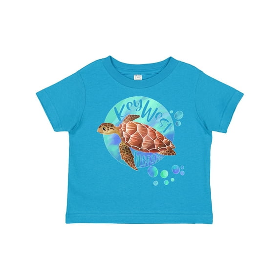 Inktastic Key West, Florida Swimming Sea Turtle with Bubbles Boys or Girls Toddler T-Shirt