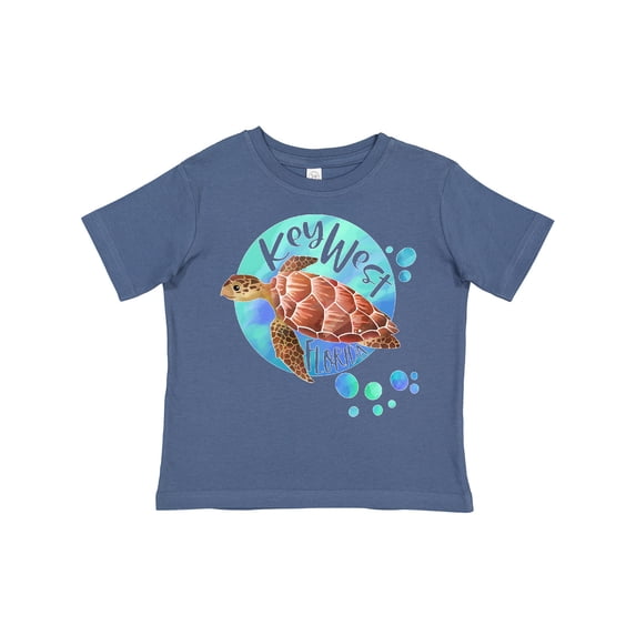 Inktastic Key West, Florida Swimming Sea Turtle with Bubbles Boys or Girls Toddler T-Shirt