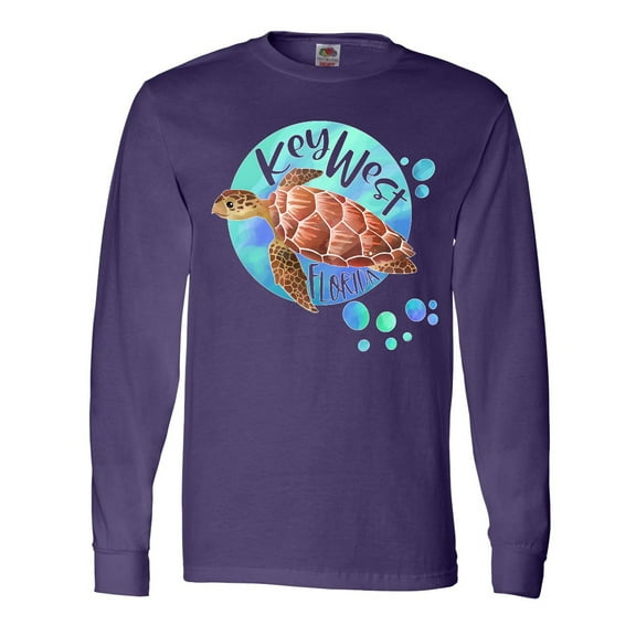 Inktastic Key West, Florida Swimming Sea Turtle with Bubbles Long Sleeve T-Shirt