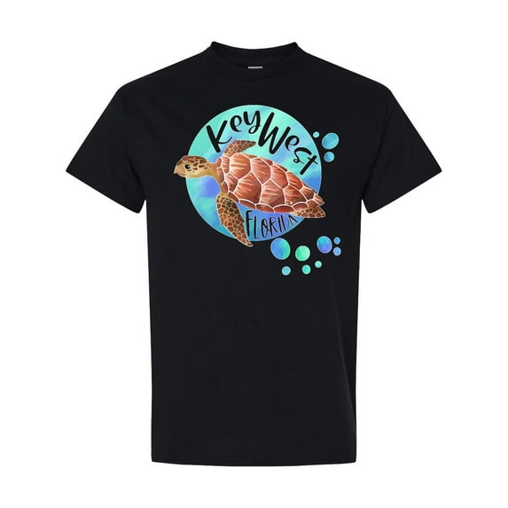 Inktastic Key West, Florida Swimming Sea Turtle with Bubbles T-Shirt