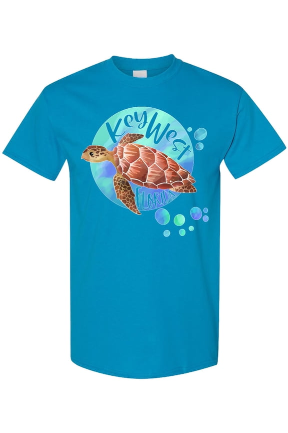 Key West, Florida Swimming Sea Turtle with Bubbles T-Shirt