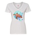 thumbnail image 1 of Inktastic Key West, Florida Swimming Sea Turtle with Bubbles Women's V-Neck T-Shirt, 1 of 5