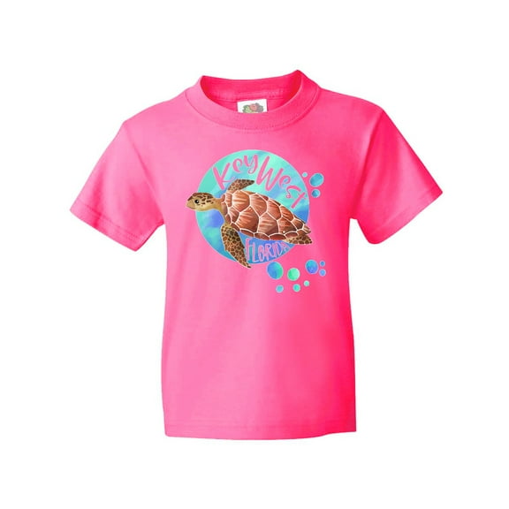 Inktastic Key West, Florida Swimming Sea Turtle with Bubbles Youth T-Shirt