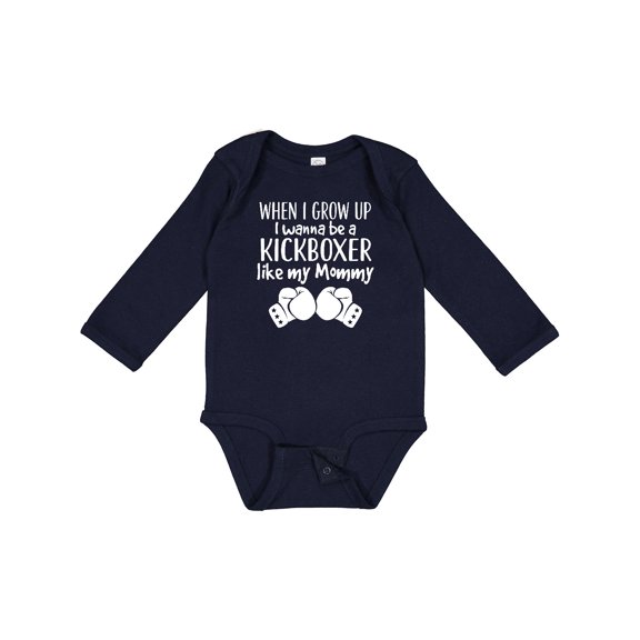 Inktastic Kickboxing Future Kickboxer Like Mommy Boys or Girls Long Sleeve Baby Bodysuit