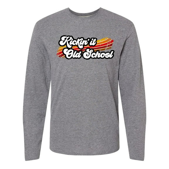 Inktastic Kickin' It Old School with Weathered Retro Stripe Long Sleeve T-Shirt