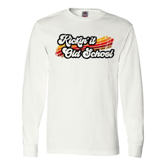 Inktastic Kickin' It Old School with Weathered Retro Stripe Long Sleeve T-Shirt