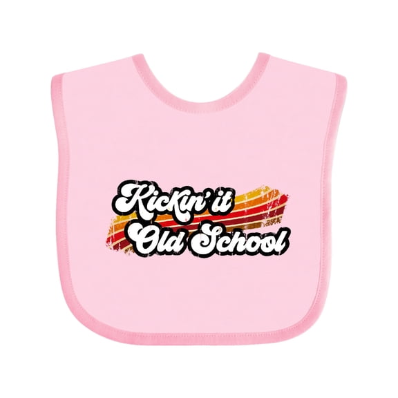 Inktastic Kickin' it Old School with Weathered Retro Stripe Boys or Girls Baby Bib