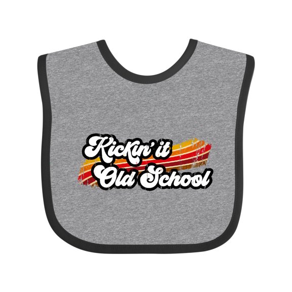 Inktastic Kickin' it Old School with Weathered Retro Stripe Boys or Girls Baby Bib