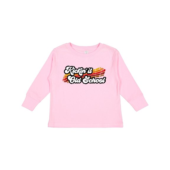 Inktastic Kickin' it Old School with Weathered Retro Stripe Boys or Girls Long Sleeve Toddler T-Shirt