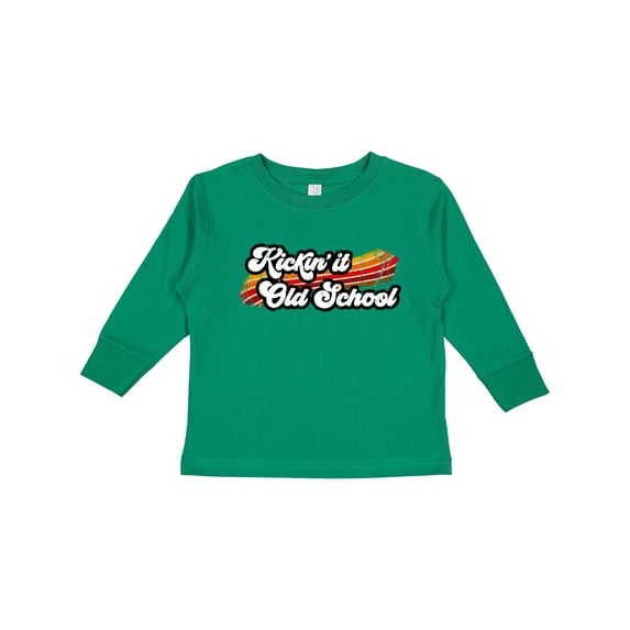 Inktastic Kickin' it Old School with Weathered Retro Stripe Boys or Girls Long Sleeve Toddler T-Shirt