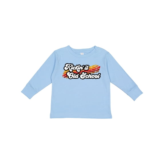 Inktastic Kickin' it Old School with Weathered Retro Stripe Boys or Girls Long Sleeve Toddler T-Shirt