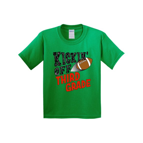 Inktastic Kickin' off Third Grade Back to School Football Youth T-Shirt