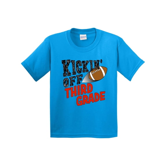 Inktastic Kickin' off Third Grade Back to School Football Youth T-Shirt